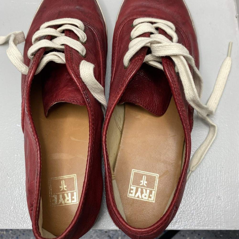 Frye Melanie Leather Sneakers Low Top Lace Up Burnt‎ Red Size 9M - Picture 8 of 12